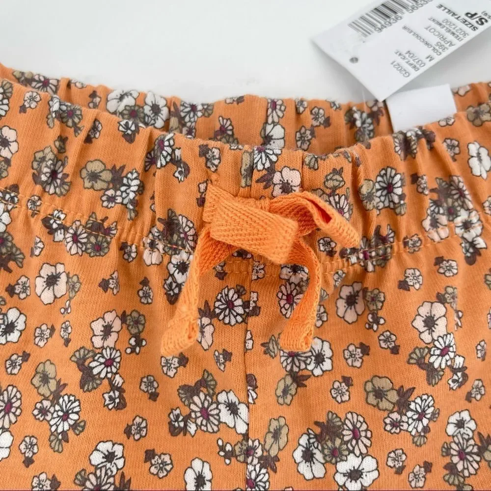 The Children’s Place Girl’s Orange Ditzy Floral Pull On Shorts Small and Large